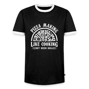 faire de la pizza aime cuisiner mais nécessite des compétences Conception - T-shirt contrasté Homme - noir/blanc - Devant - AI Model Female 172 light (172cm) & AI Model Male 178 light (178cm)