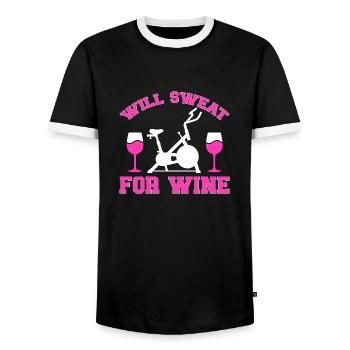 Indoor Cycling Bike Workout - Men's Ringer Shirt - black/white - Front - AI Model Female 172 light (172cm) & AI Model Male 178 light (178cm)