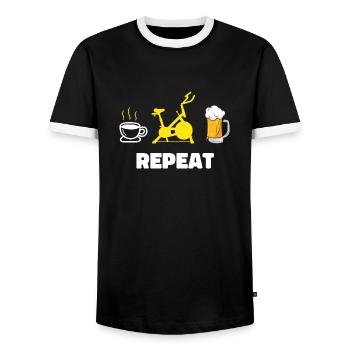 Indoor Cycling Bike Workout - Men's Ringer Shirt - black/white - Front - AI Model Female 172 light (172cm) & AI Model Male 178 light (178cm)
