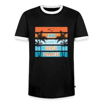 Beach Paradise - Männer Kontrast-T-Shirt - Schwarz/Weiß - Vorne - AI Model Female 172 light (172cm) & AI Model Male 178 light (178cm)