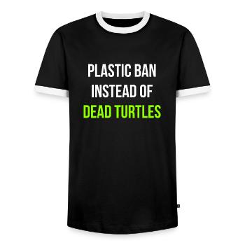 schildkröten retten spruch englisch - Männer Kontrast-T-Shirt - Schwarz/Weiß - Vorne - AI Model Female 172 light (172cm) & AI Model Male 178 light (178cm)