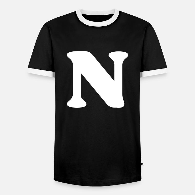 Letter n - Men's Ringer Shirt - black/white