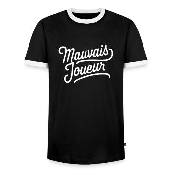 Mauvais joueur - T-shirt contrasté Homme - noir/blanc - Devant - AI Model Female 172 light (172cm) & AI Model Male 178 light (178cm)
