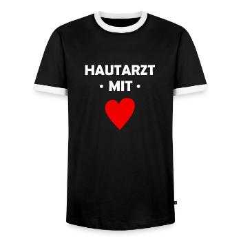 Hautarzt mit Herz - Arzt - Doktor - Dematologe - Männer Kontrast-T-Shirt - Schwarz/Weiß - Vorne - AI Model Female 172 light (172cm) & AI Model Male 178 light (178cm)