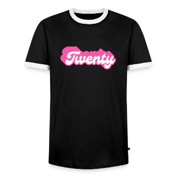 Zwanzigster Geburtstag - 20. Geburtstag retro pink - Männer Kontrast-T-Shirt - Schwarz/Weiß - Vorne - AI Model Female 172 light (172cm) & AI Model Male 178 light (178cm)