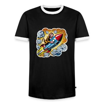 The flying ape - Männer Kontrast-T-Shirt - Schwarz/Weiß - Vorne - AI Model Female 172 light (172cm) & AI Model Male 178 light (178cm)