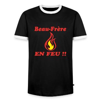 Beau Frère EN FEU - T-shirt contrasté Homme - noir/blanc - Devant - AI Model Female 172 light (172cm) & AI Model Male 178 light (178cm)