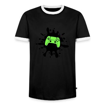 Gamer Gamepad Blobs - Men's Ringer Shirt - black/white - Front - AI Model Female 172 light (172cm) & AI Model Male 178 light (178cm)
