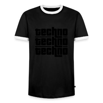 Techno Techno Techno - Men's Ringer Shirt - black/white - Front - AI Model Female 172 light (172cm) & AI Model Male 178 light (178cm)