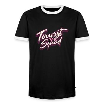 Tourist Squad Picture Photographer Vacation - Männer Kontrast-T-Shirt - Schwarz/Weiß - Vorne - AI Model Female 172 light (172cm) & AI Model Male 178 light (178cm)