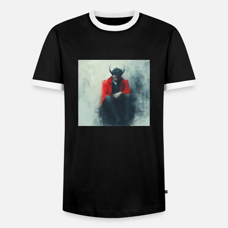 Teufel - Männer Kontrast-T-Shirt - Schwarz/Weiß