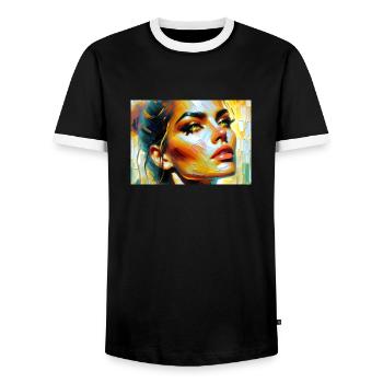 Elle... - T-shirt contrasté Homme - noir/blanc - Devant - AI Model Female 172 light (172cm) & AI Model Male 178 light (178cm)