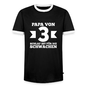 Dad of 3 children - Men's Ringer Shirt - black/white - Front - AI Model Female 172 light (172cm) & AI Model Male 178 light (178cm)
