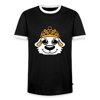 Chien Couronne Reine Fille Jolie Princesse Femme - T-shirt contrasté Homme - noir/blanc - Devant - AI Model Female 172 light (172cm) & AI Model Male 178 light (178cm)