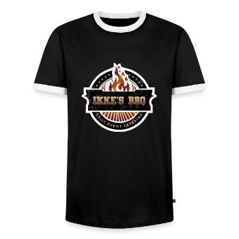 IKKE´S BBQ - Männer Kontrast-T-Shirt - Schwarz/Weiß - Vorne - AI Model Female 172 light (172cm) & AI Model Male 178 light (178cm)