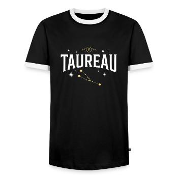 Signe astro taureau - T-shirt contrasté Homme - noir/blanc - Devant - AI Model Female 172 light (172cm) & AI Model Male 178 light (178cm)