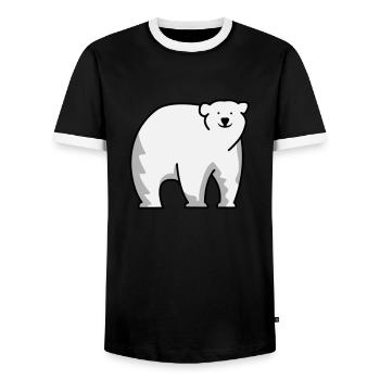 Ours blanc - T-shirt contrasté Homme - noir/blanc - Devant - AI Model Female 172 light (172cm) & AI Model Male 178 light (178cm)