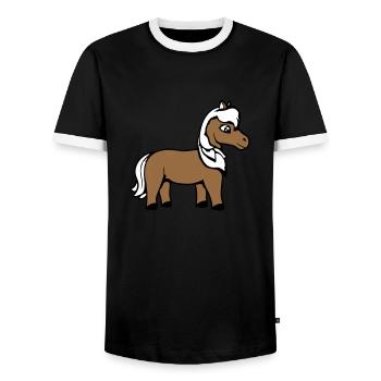 Pferd Süß Pony Fohlen Pferdemädchen Niedlich Comic - Männer Kontrast-T-Shirt - Schwarz/Weiß - Vorne - AI Model Female 172 light (172cm) & AI Model Male 178 light (178cm)