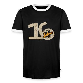 16 Geburtstag - Männer Kontrast-T-Shirt - Schwarz/Weiß - Vorne - AI Model Female 172 light (172cm) & AI Model Male 178 light (178cm)