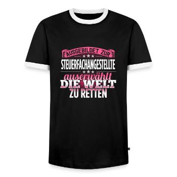 STEUERFACHANGESTELLTE - Die Auserwählte - Männer Kontrast-T-Shirt - Schwarz/Weiß - Vorne - AI Model Female 172 light (172cm) & AI Model Male 178 light (178cm)