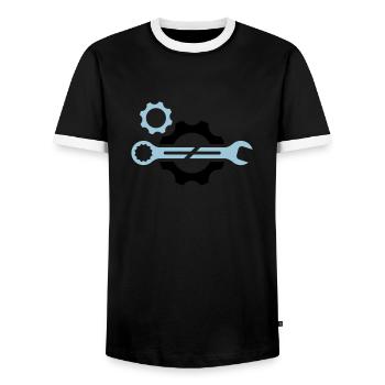 Maulschlüssel und Zahnrad - Männer Kontrast-T-Shirt - Schwarz/Weiß - Vorne - AI Model Female 172 light (172cm) & AI Model Male 178 light (178cm)