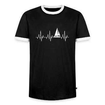 Heartbeat ECG voilier voilier - T-shirt contrasté Homme - noir/blanc - Devant - AI Model Female 172 light (172cm) & AI Model Male 178 light (178cm)