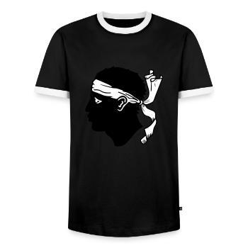 drapeau_corse2 - Männer Kontrast-T-Shirt - Schwarz/Weiß - Vorne - AI Model Female 172 light (172cm) & AI Model Male 178 light (178cm)