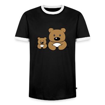 child young baby dad mom family 2 friends team - Men's Ringer Shirt - black/white - Front - AI Model Female 172 light (172cm) & AI Model Male 178 light (178cm)