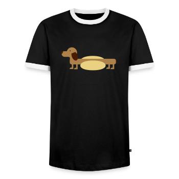 Hot-Dog - Männer Kontrast-T-Shirt - Schwarz/Weiß - Vorne - AI Model Female 172 light (172cm) & AI Model Male 178 light (178cm)