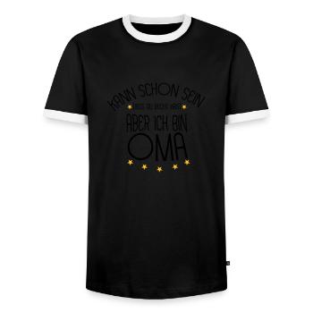 Oma - Männer Kontrast-T-Shirt - Schwarz/Weiß - Vorne - AI Model Female 172 light (172cm) & AI Model Male 178 light (178cm)