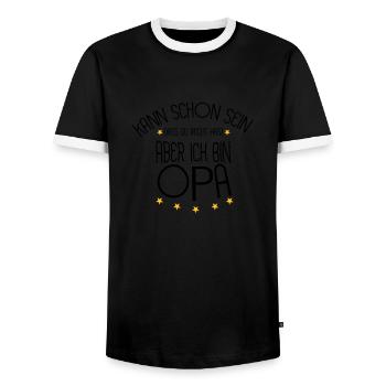 Opa - Männer Kontrast-T-Shirt - Schwarz/Weiß - Vorne - AI Model Female 172 light (172cm) & AI Model Male 178 light (178cm)