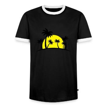 island palm sun - Männer Kontrast-T-Shirt - Schwarz/Weiß - Vorne - AI Model Female 172 light (172cm) & AI Model Male 178 light (178cm)