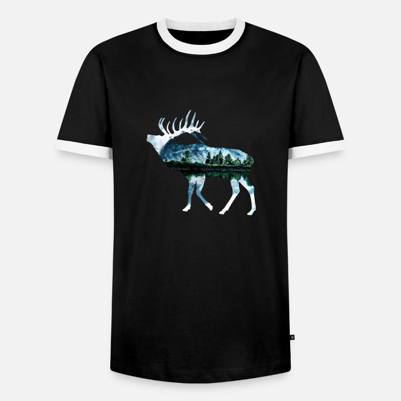 Elch - Männer Kontrast-T-Shirt - Schwarz/Weiß