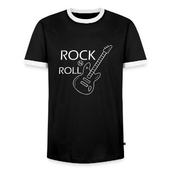 Rock Musik Rock and Roll - T-shirt contrasté Homme - noir/blanc - Devant - AI Model Female 172 light (172cm) & AI Model Male 178 light (178cm)