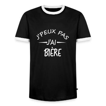 Je peux pas j'ai Bière - T-shirt contrasté Homme - noir/blanc - Devant - AI Model Female 172 light (172cm) & AI Model Male 178 light (178cm)
