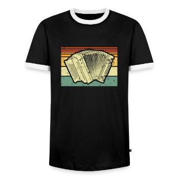 Retro Ziehharmonika, Steirische Harmonika Quetschn - Männer Kontrast-T-Shirt - Schwarz/Weiß - Vorne - AI Model Female 172 light (172cm) & AI Model Male 178 light (178cm)