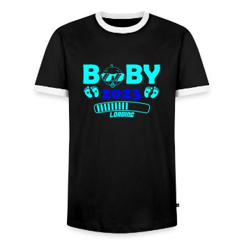 chargement bébé 2023 - T-shirt contrasté Homme - noir/blanc - Devant - AI Model Female 172 light (172cm) & AI Model Male 178 light (178cm)