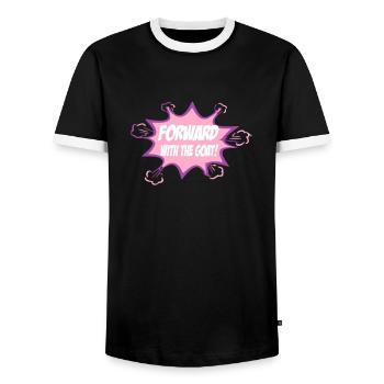 En avant avec la chèvre - T-shirt contrasté Homme - noir/blanc - Devant - AI Model Female 172 light (172cm) & AI Model Male 178 light (178cm)