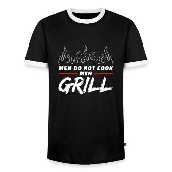 Männer Grillen Grill Fleisch BBQ Griller Steak Fun - Männer Kontrast-T-Shirt - Schwarz/Weiß - Vorne - AI Model Female 172 light (172cm) & AI Model Male 178 light (178cm)
