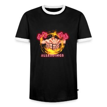 Terry Crews EURO Training - Allerdings - Männer Kontrast-T-Shirt - Schwarz/Weiß - Vorne - AI Model Female 172 light (172cm) & AI Model Male 178 light (178cm)