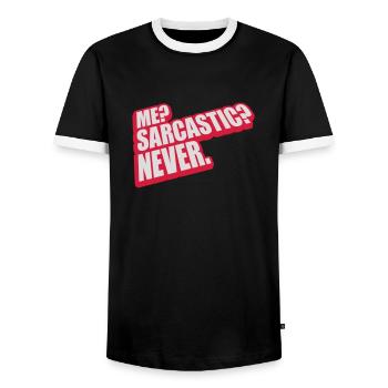 me sarcastic never quote - Men's Ringer Shirt - black/white - Front - AI Model Female 172 light (172cm) & AI Model Male 178 light (178cm)