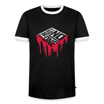 trust no one quote - Men's Ringer Shirt - black/white - Front - AI Model Female 172 light (172cm) & AI Model Male 178 light (178cm)