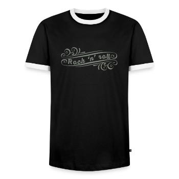 Rock'n'roll guitare musicale rockabilly - T-shirt contrasté Homme - noir/blanc - Devant - AI Model Female 172 light (172cm) & AI Model Male 178 light (178cm)