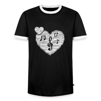 Amateurs de musique sur bande - T-shirt contrasté Homme - noir/blanc - Devant - AI Model Female 172 light (172cm) & AI Model Male 178 light (178cm)