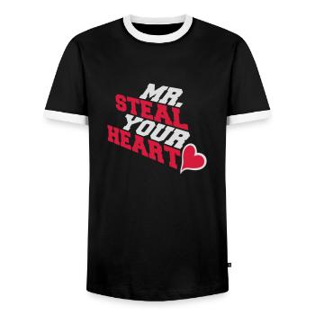 M. Vole ton cœur - T-shirt contrasté Homme - noir/blanc - Devant - AI Model Female 172 light (172cm) & AI Model Male 178 light (178cm)
