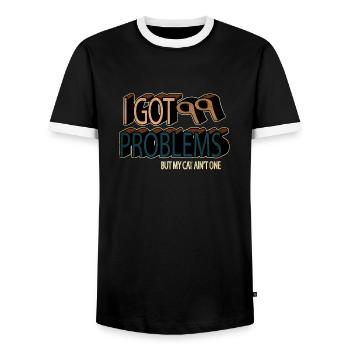 gift anniversary funny quote animals persian cat - Men's Ringer Shirt - black/white - Front - AI Model Female 172 light (172cm) & AI Model Male 178 light (178cm)