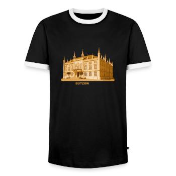 Hôtel de ville de Bützow Rostock Mecklenburg-Vorpommern - T-shirt contrasté Homme - noir/blanc - Devant - AI Model Female 172 light (172cm) & AI Model Male 178 light (178cm)