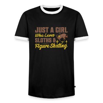 Just A Girl Who Loves Sloths & Figure Skating Skat - Männer Kontrast-T-Shirt - Schwarz/Weiß - Vorne - AI Model Female 172 light (172cm) & AI Model Male 178 light (178cm)