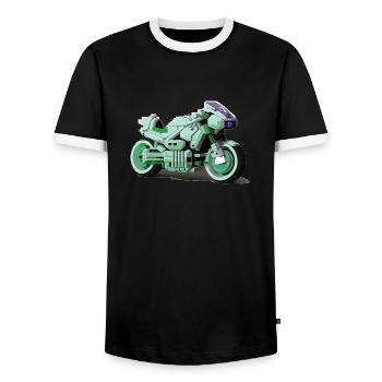 Vélo du futur pour les motards et les motards - T-shirt contrasté Homme - noir/blanc - Devant - AI Model Female 172 light (172cm) & AI Model Male 178 light (178cm)