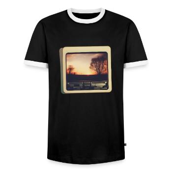 Horizon nostalgique - T-shirt contrasté Homme - noir/blanc - Devant - AI Model Female 172 light (172cm) & AI Model Male 178 light (178cm)